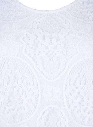 Koronkowa, imprezowa sukienka z krótkimi rekawami, Bright White, Packshot image number 2