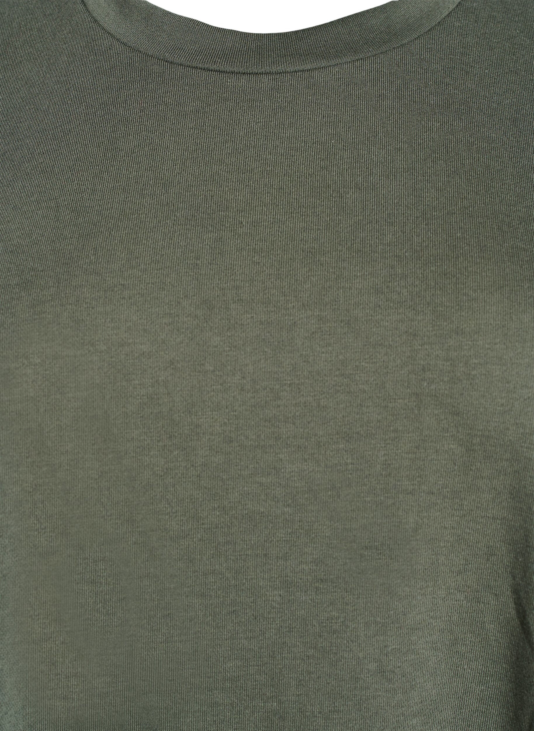 Zizzi Dzersejowa sukienka do kolan z kieszeniami w ksztalcie litery A, Zielony, Packshot image number 2