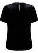 Welurowy top z krótkim rekawem, Czarne, Packshot image number 1