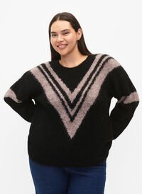 Dzianinowy sweter w paski, Black Comb, Model