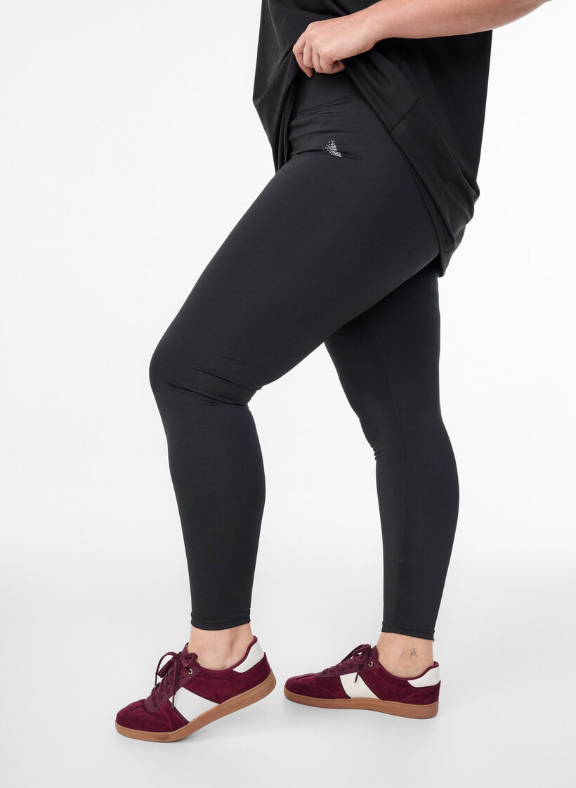 Przyciete proste legginsy sportowe, Czarne, Model