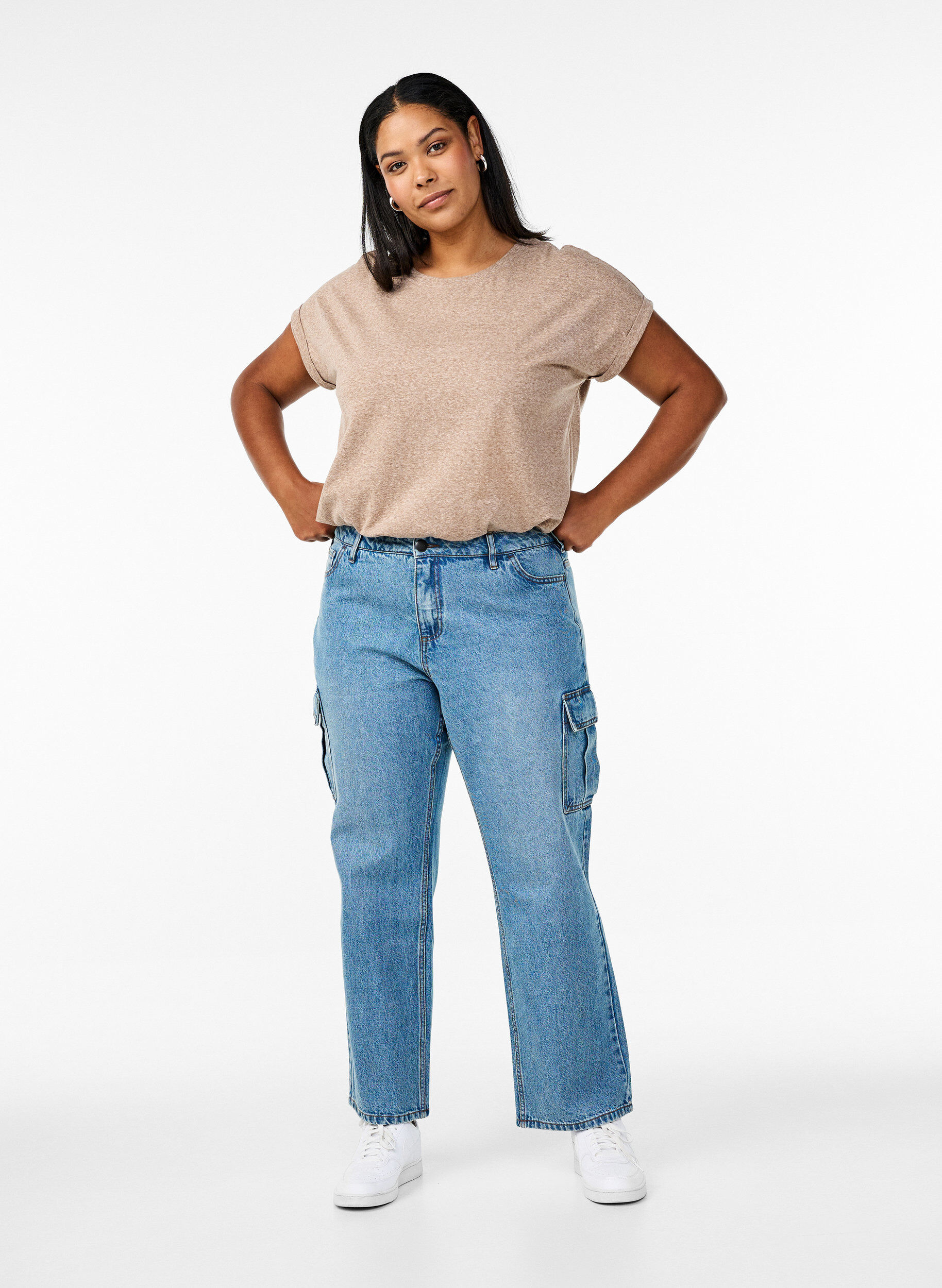 Zizzi Melanzowa koszulka z kr&oacute;tkim rekawem, Brązowy, Model image number 1