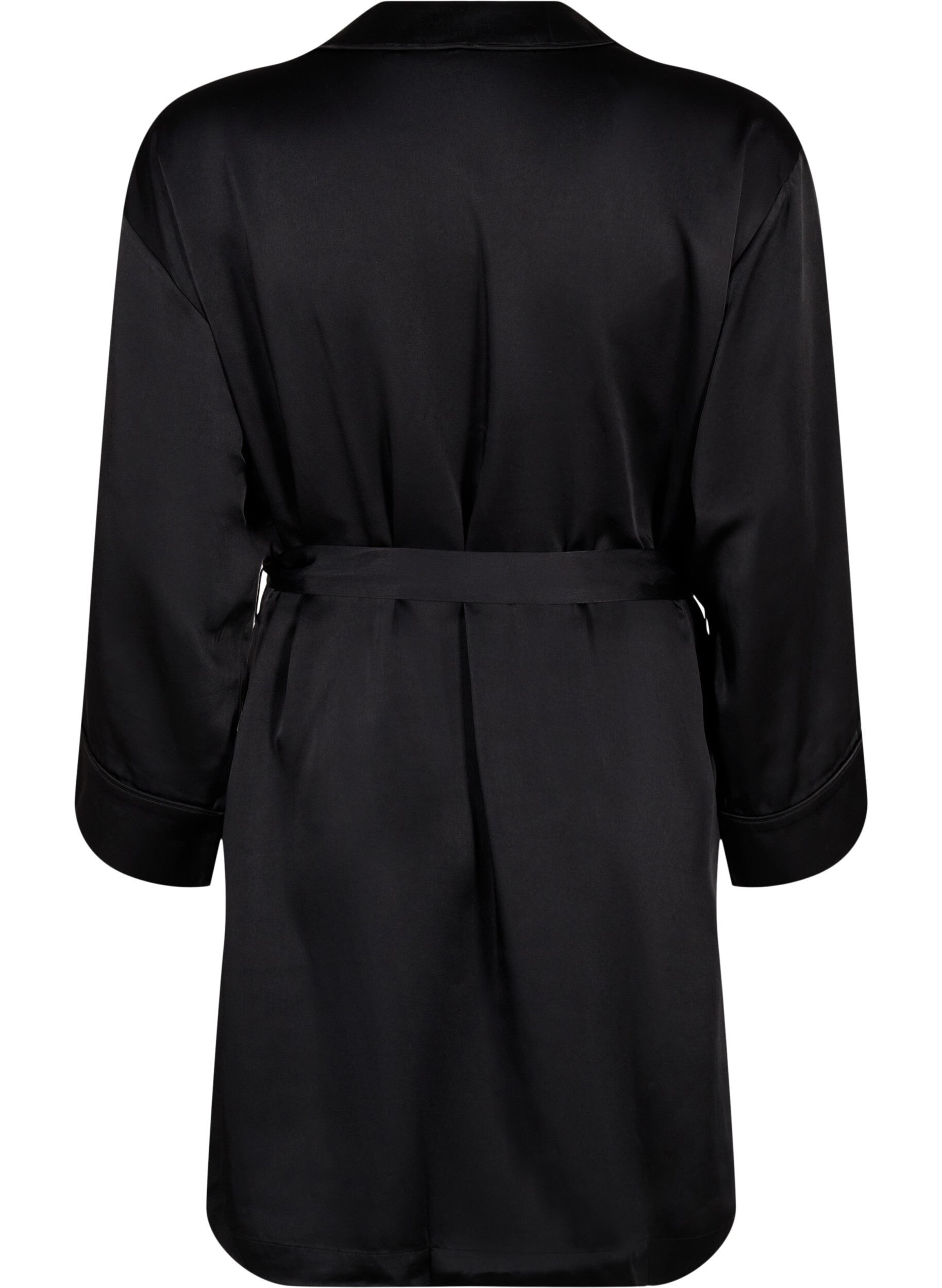 Zizzi Satynowe kimono z paskiem, Black, Packshot image number 1