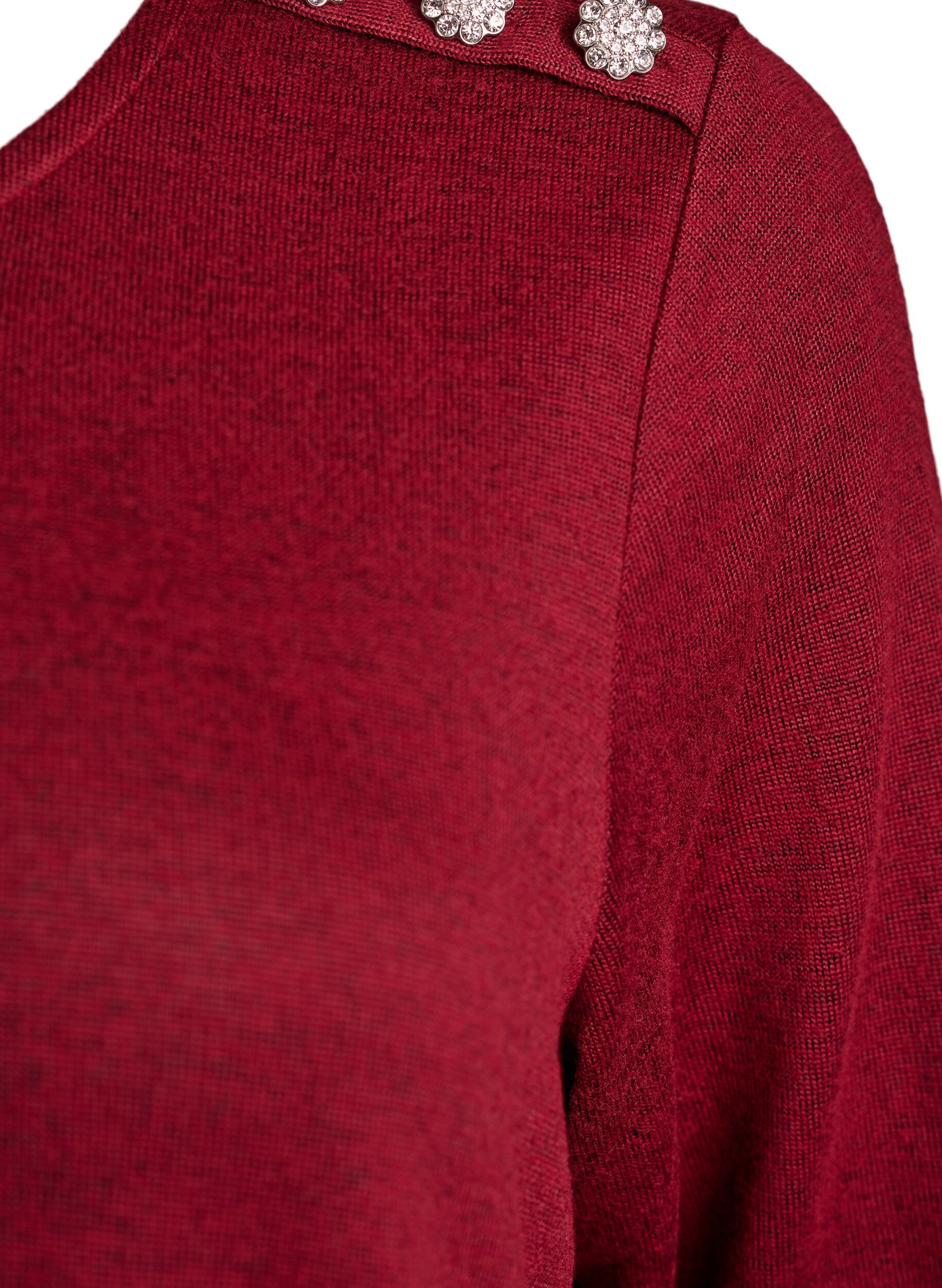 Zizzi Bluzka z ozdobnymi guzikami, Czerwony, Packshot image number 3