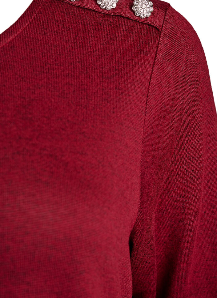 Bluzka z ozdobnymi guzikami, Czerwony, Packshot image number 3