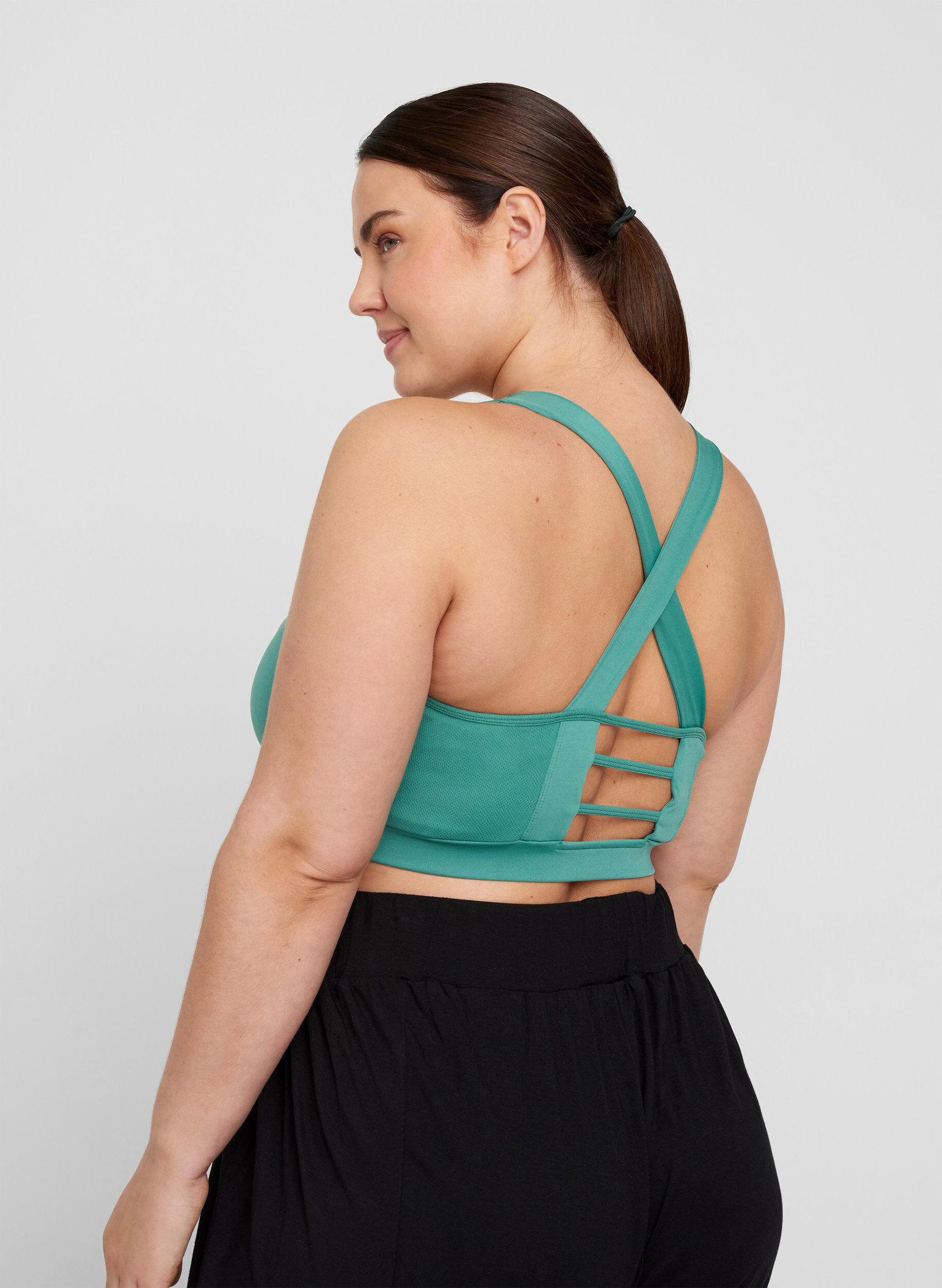 Zizzi Sports top with a decorative details on the back, Deep Sea, Model image number 1