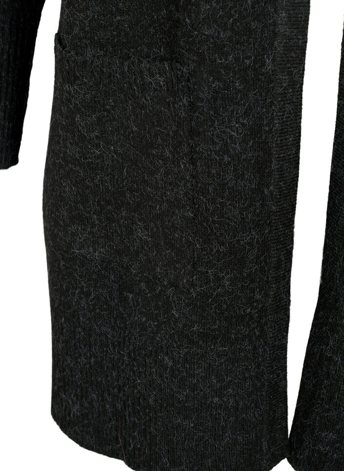 Dzianinowy kardigan w prazki z kieszeniami, Ciemnoszary, Packshot image number 3