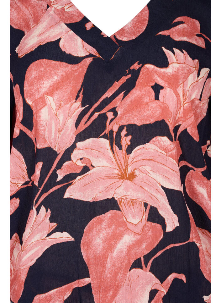 Viscose blouse with smock, N. Sky Sketch Flower, Packshot image number 2