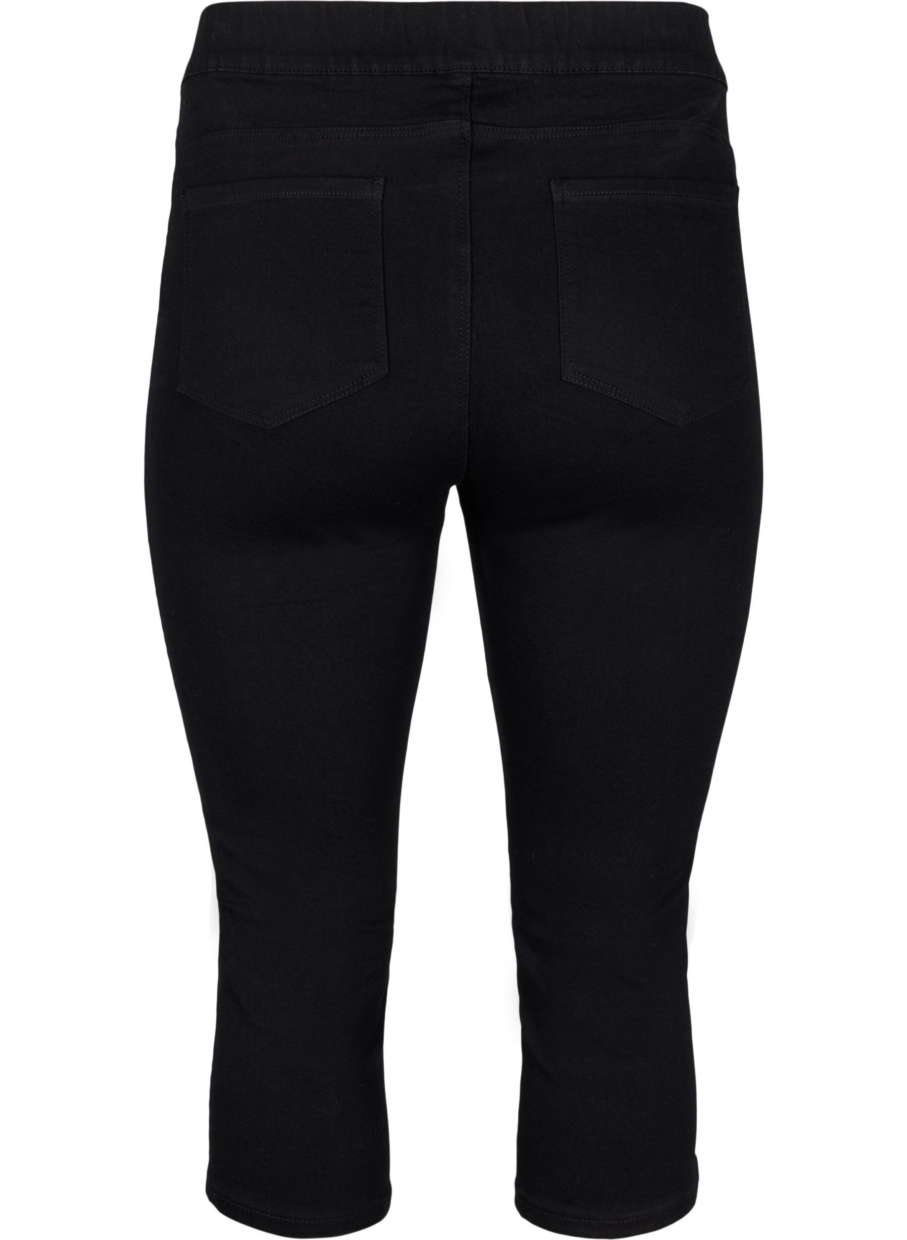 Zizzi Jeansowe spodnie 3/4 z elastycznym paskiem, Czarne, Packshot image number 1