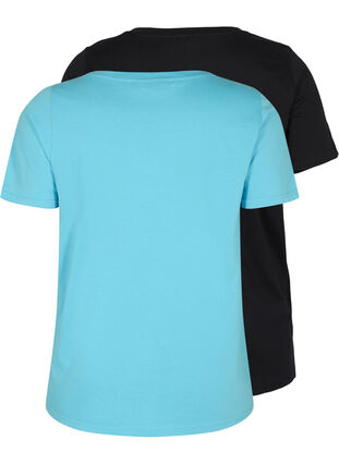 2-pack podstawowa koszulka bawelniana, Bonnie Blue/Black, Packshot image number 1