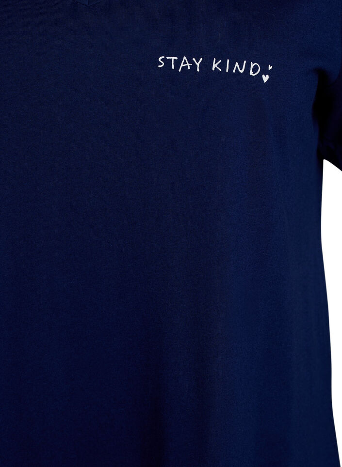 Koszula nocna z bawelny organicznej z dekoltem w szpic, Niebieskie, Packshot image number 2