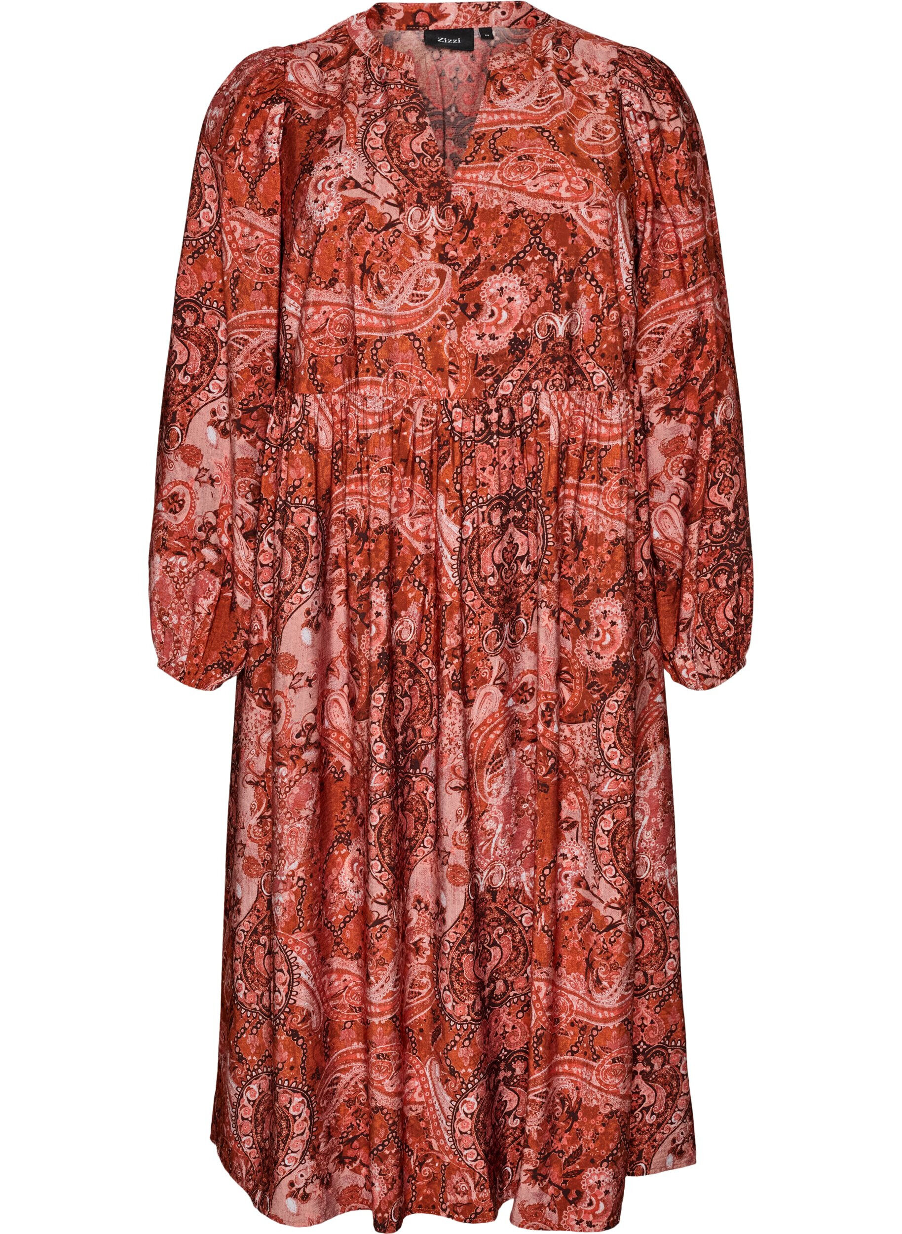 ZizziWiskozowa sukienka midi we wz&oacute;r paisley, Pomarańczowy, Packshot image number 0