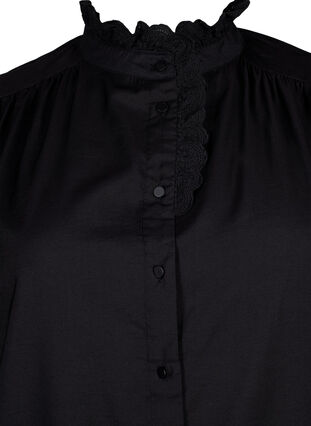 Wiskozowa sukienka koszulowa z marszczeniami, Black, Packshot image number 2
