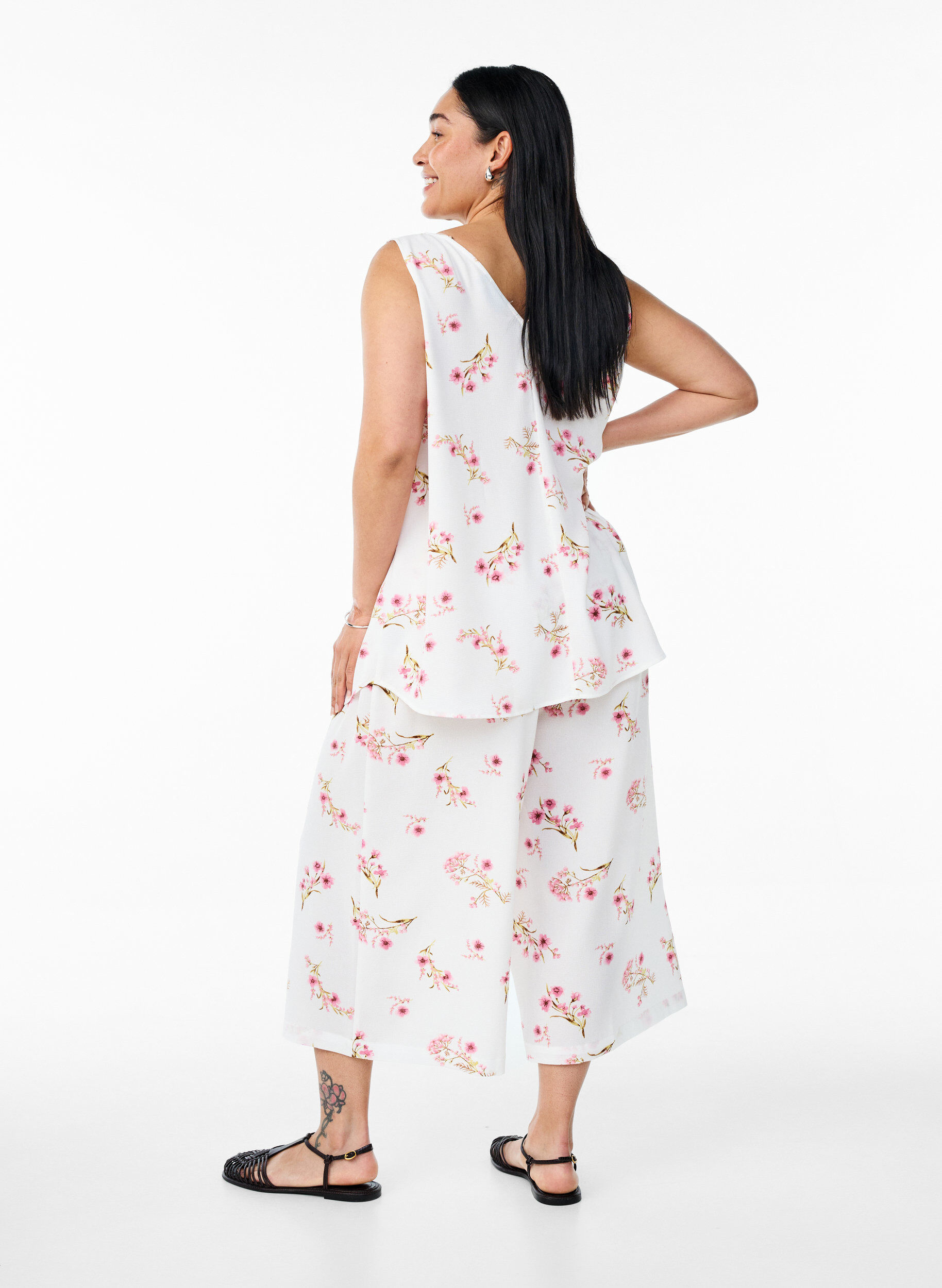ZizziSpodnie culotte z nadrukiem, Biały, Model image number 1