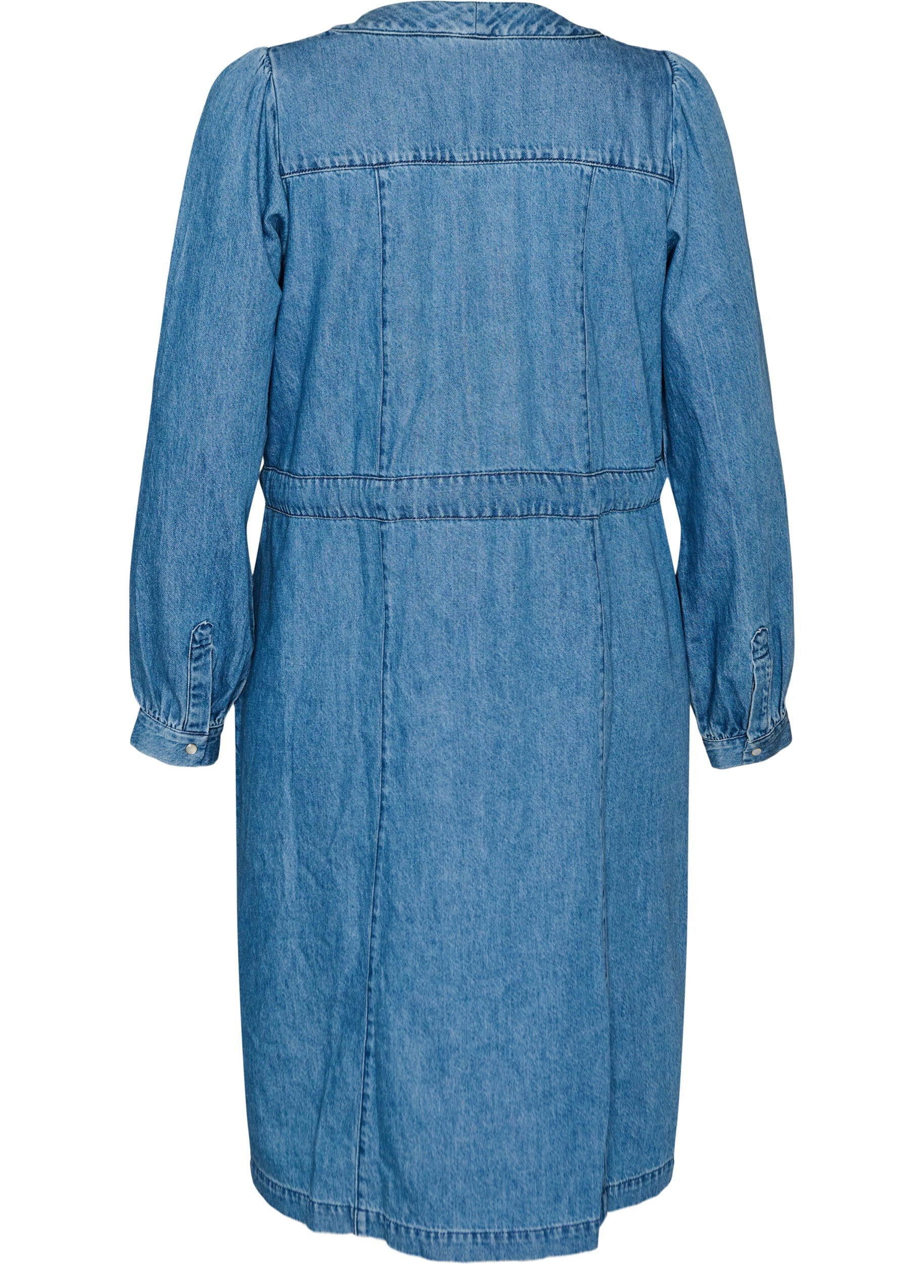 ZizziSukienka z denimu z dekoltem w ksztalcie litery V i pasem do wiazania, Niebieskie, Packshot image number 1