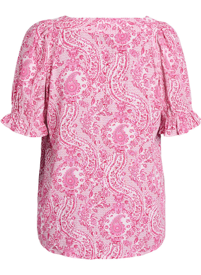 Bluzka z wiskozy z paisley nadrukiem i kwadratowym dekoltem, R&oacute;żowy, Packshot image number 1