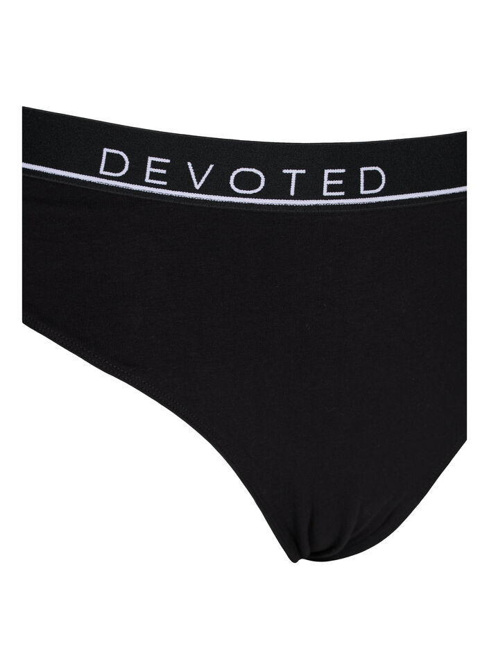 Bawelniane stringi z normalnym stanem, Czarne, Packshot image number 2