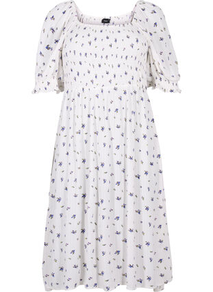 Kwiecista sukienka midi z wiskozy, Bright White Flower, Packshot image number 0
