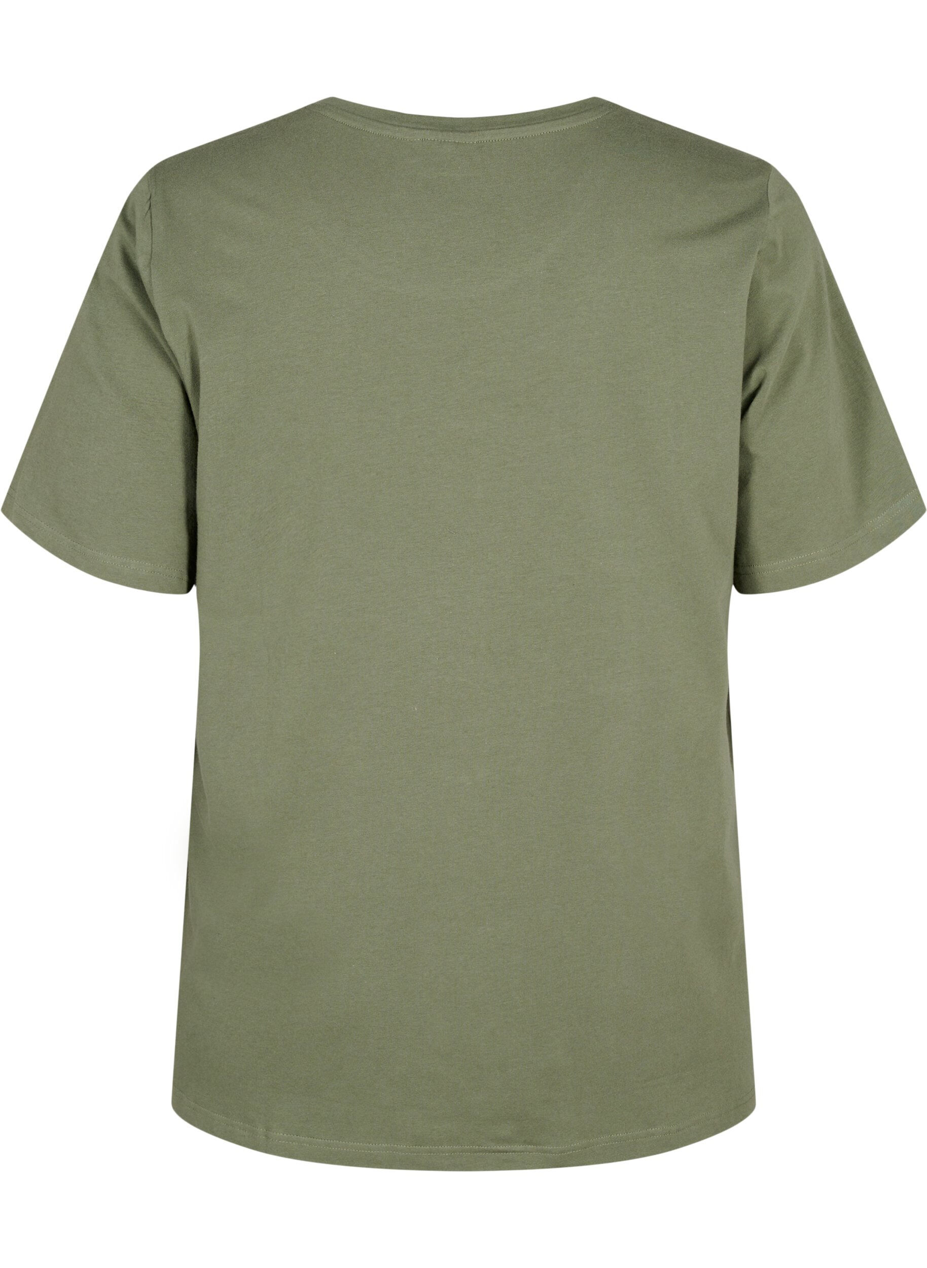 Zizzi Koszulka z bawelny organicznej z haftowanymi detalami, Thyme, Packshot image number 1