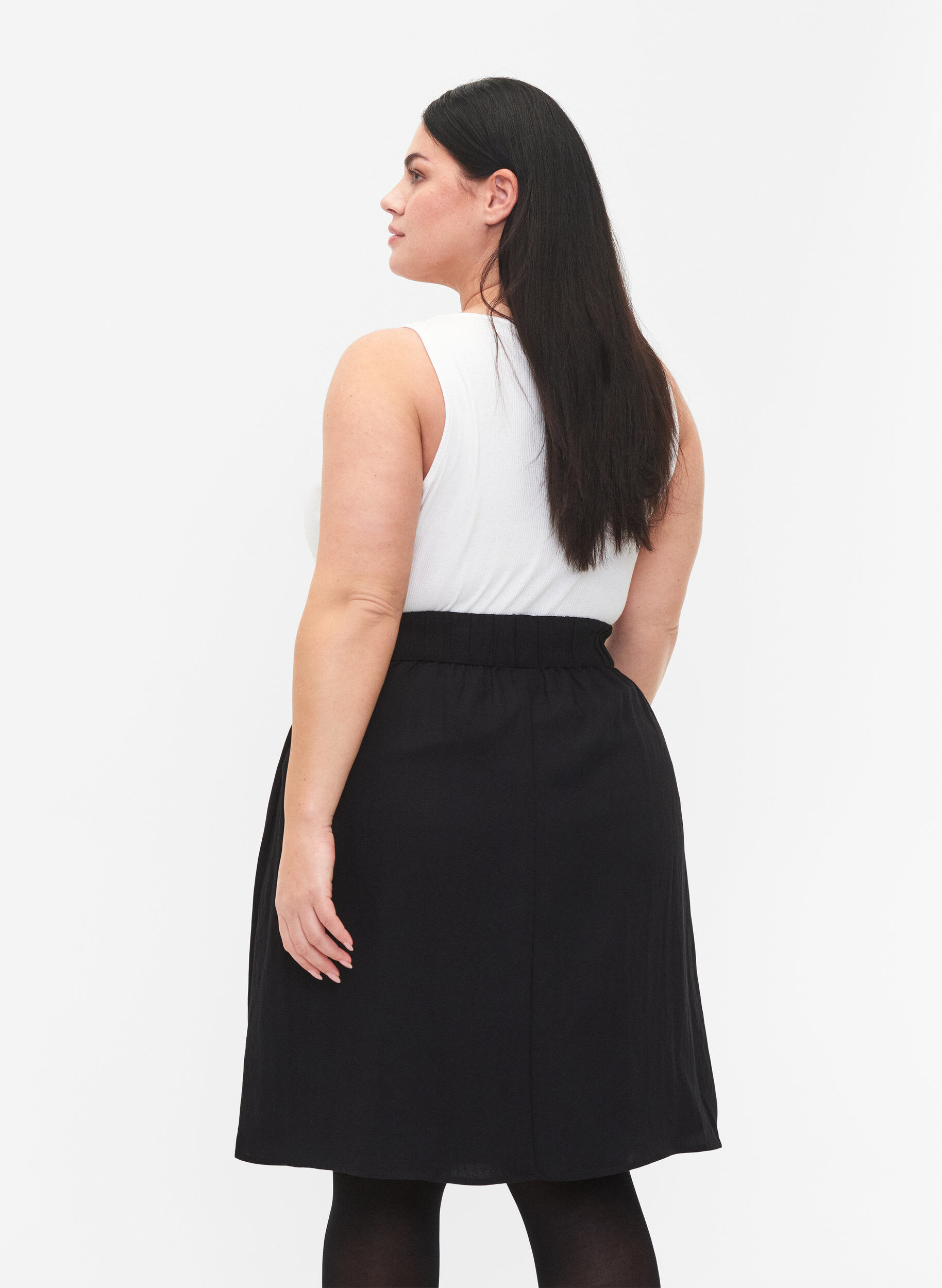 Zizzi Loose viscose skirt, Black, Model image number 2