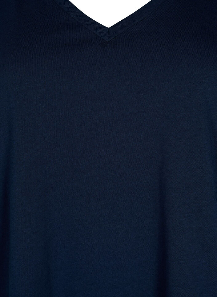 Bawelniany t-shirt z krótkimi, koronkowymi rekawami, Niebieskie, Packshot image number 2