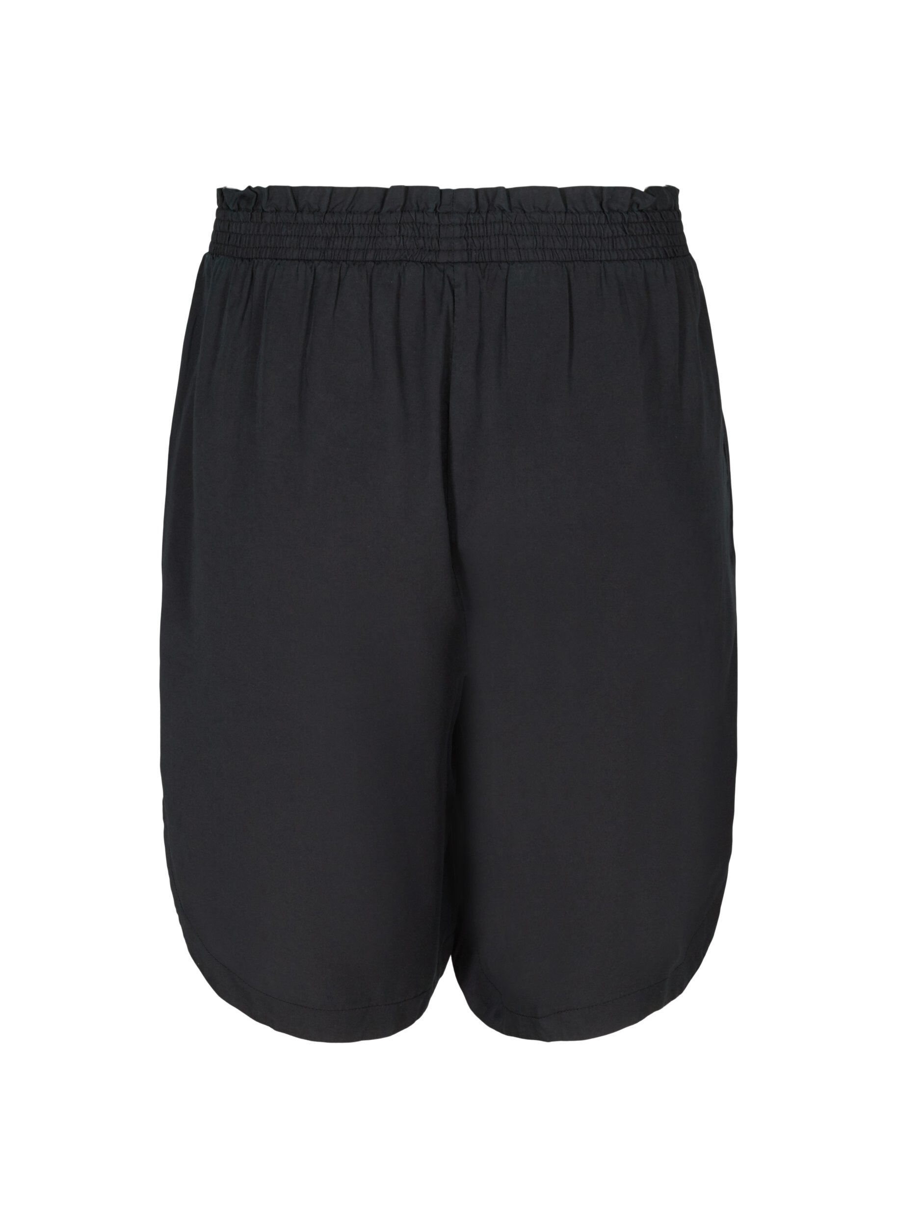 Zizzi Loose Bermuda shorts with smock, Black, Packshot image number 1