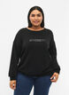 Bluza z mieszanki modalu z tekstowym nadrukiem, Black, Model image number 0
