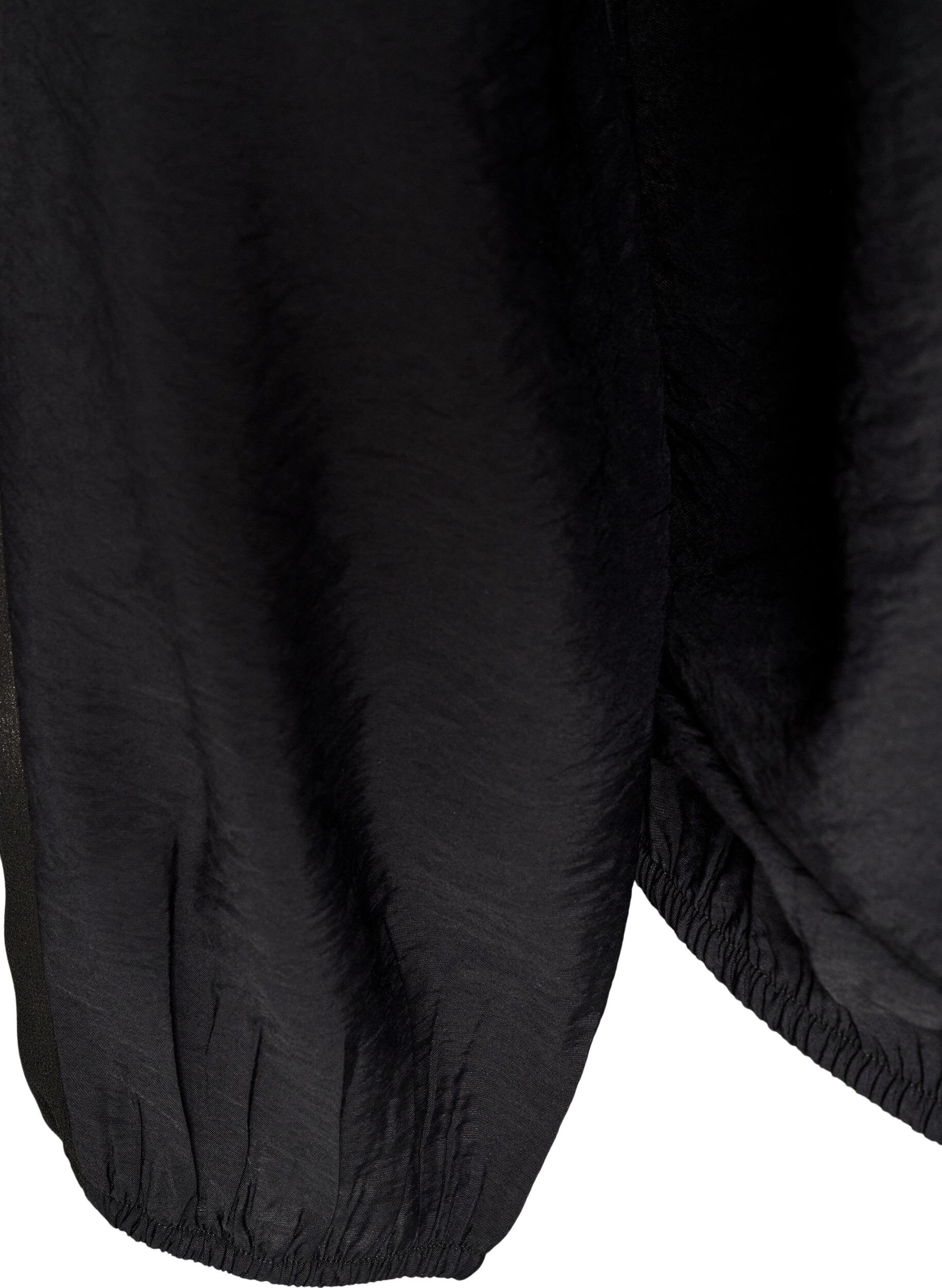 ZizziBluzka z efektem balonowym i detalami ze szyfonu, Czarne, Packshot image number 3