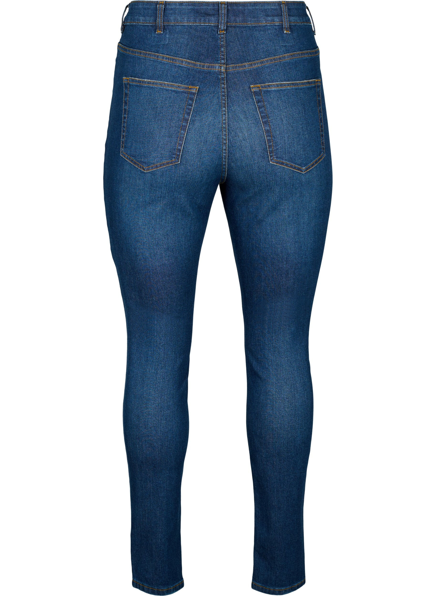 Zizzi Bardzo cienkie jeansy Amy z rozcieciem i wysokim stanem, Dark blue, Packshot image number 1
