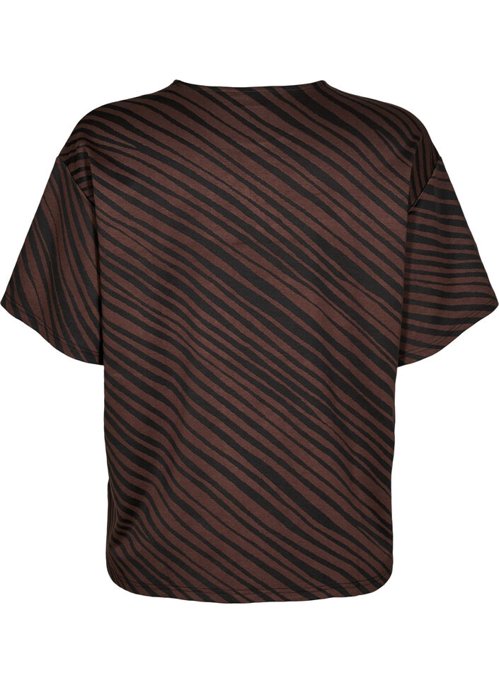  Wzorzysta bluzka oversize, Brązowy, Packshot image number 1