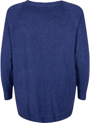 Zapinany na guziki sweter z melanzowej dzianiny, Navy Blazer Mel., Packshot image number 1