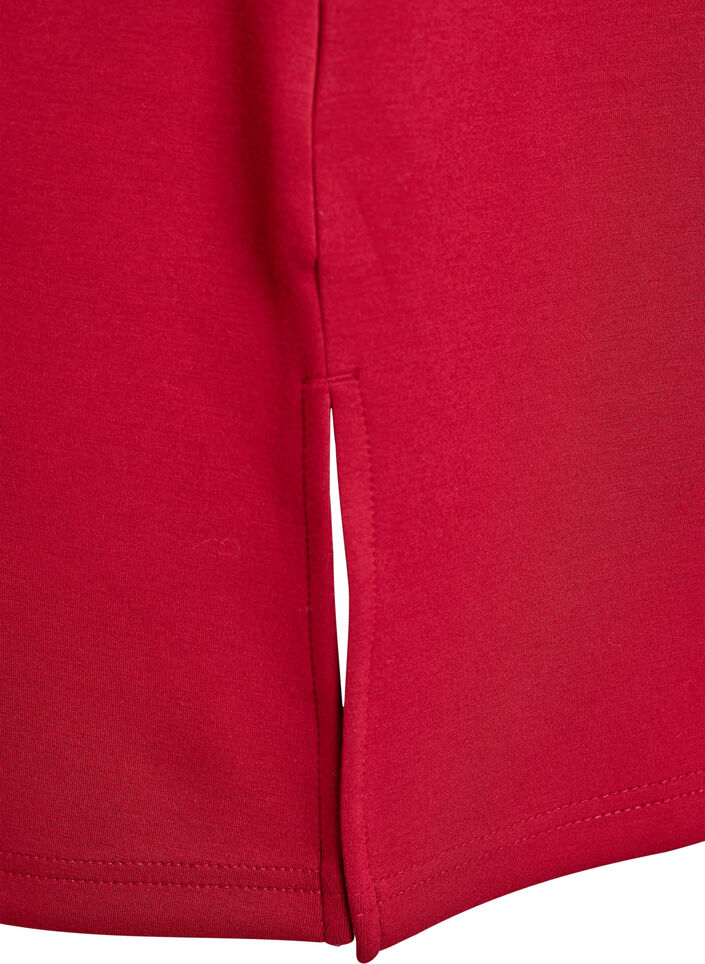 Sukienka-koszulka z dzianiny z rozcieciami po bokach, Czerwony, Packshot image number 3