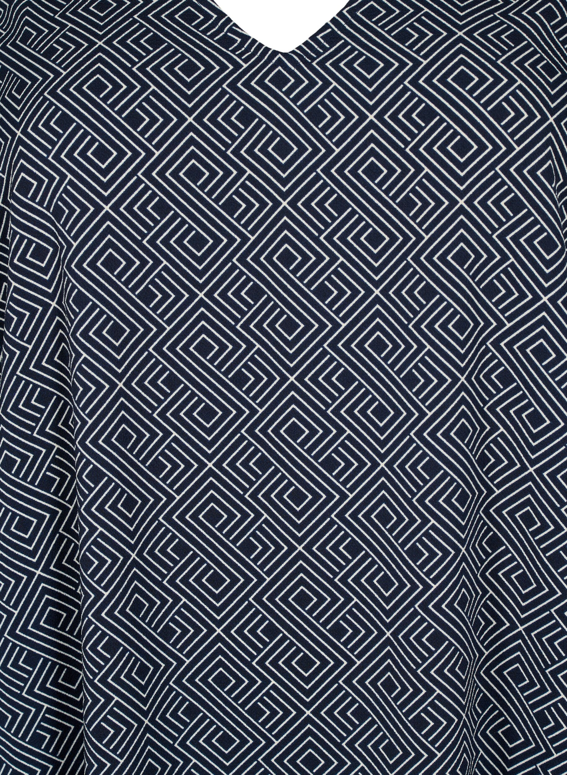 Zizzi Sukienka z dekoltem w serek i z nadrukiem, Navy Graphic AOP, Packshot image number 2