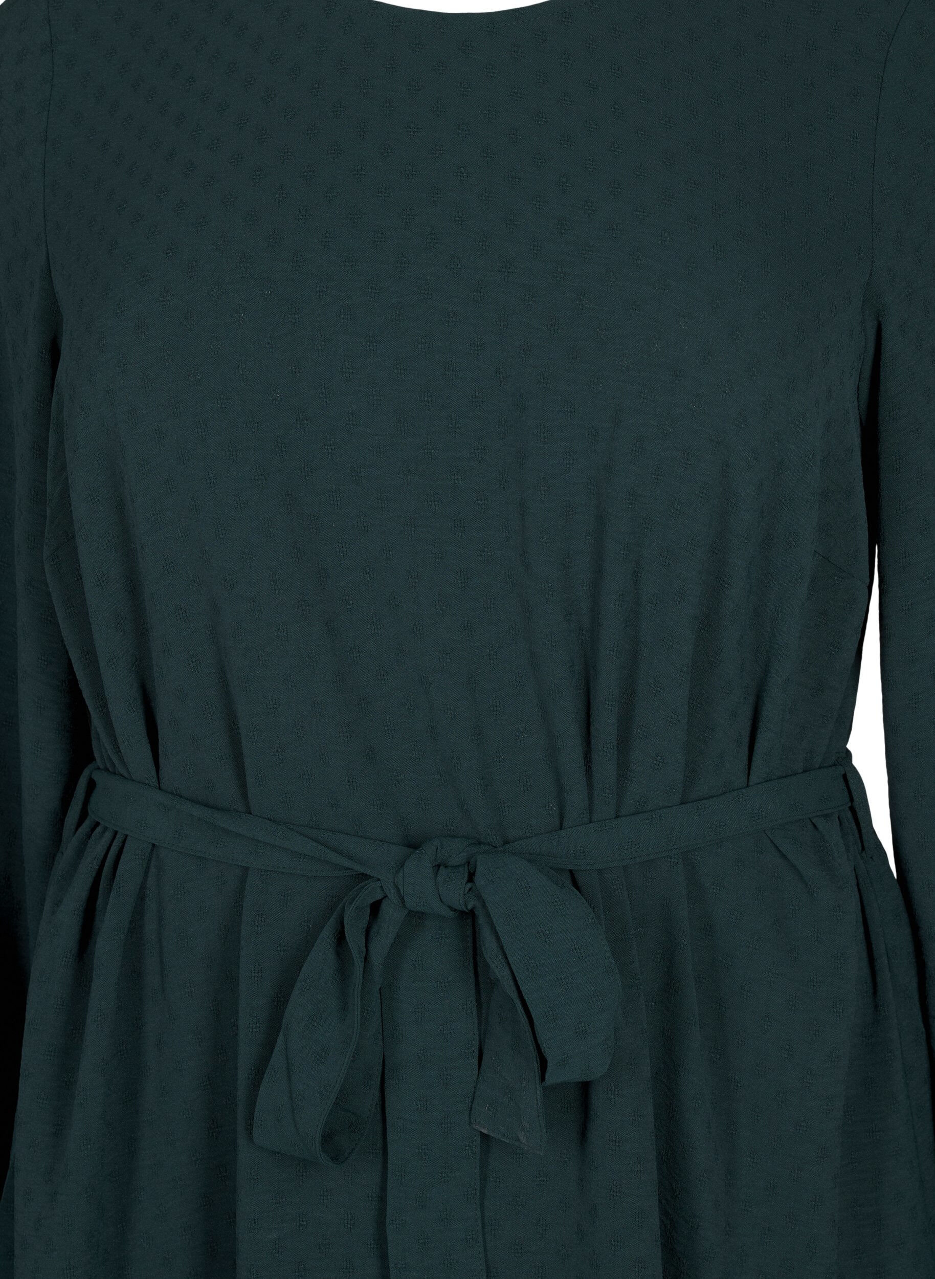 Zizzi Kr&oacute;tka teksturowana sukienka z paskiem, Scarab, Packshot image number 2