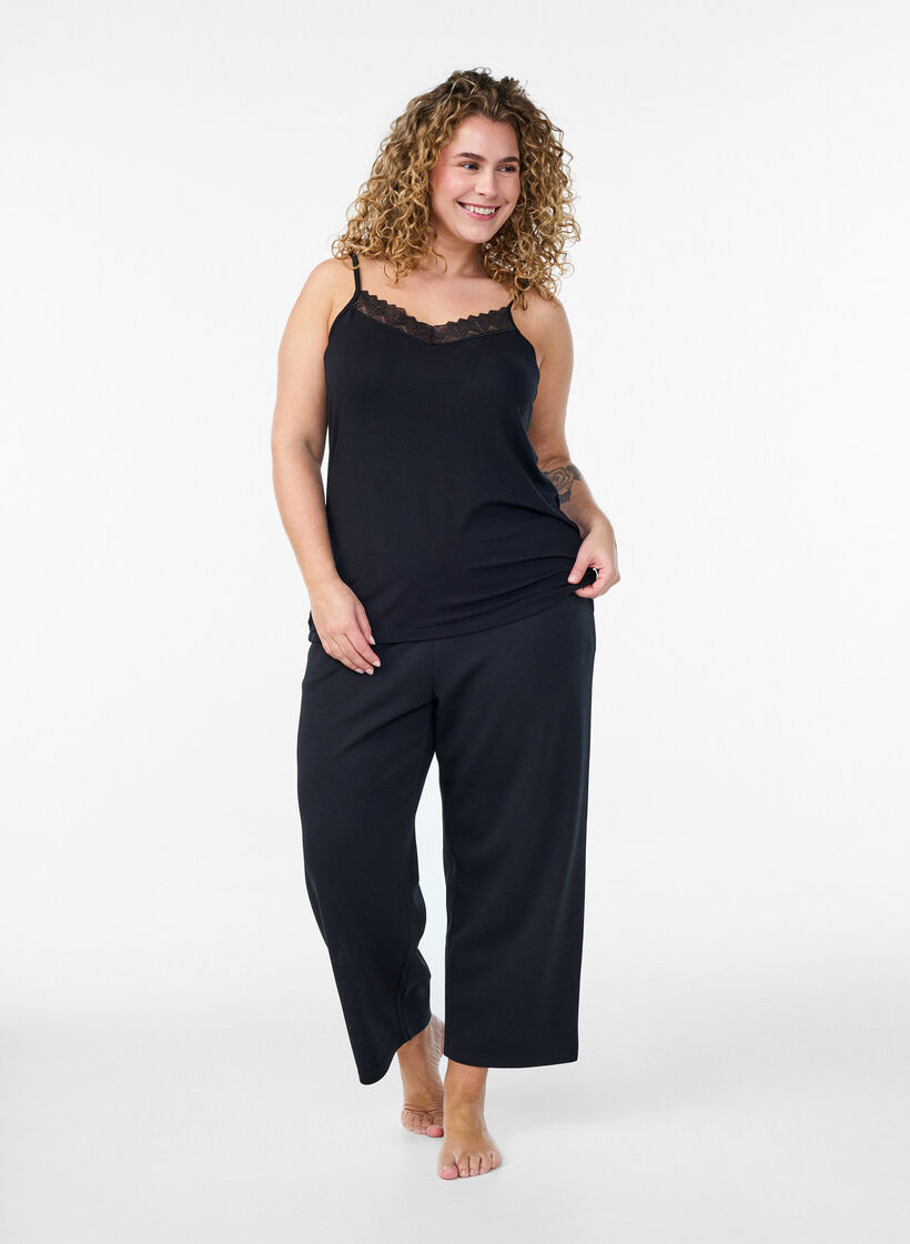 Top z koronkowym detalem i ramiaczkami typu spaghetti, 0199, Model image number 1