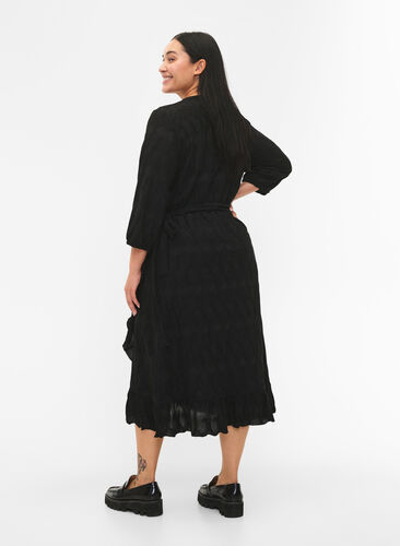 Flash - Kopertowa sukienka z rekawem 3/4, Black, Model image number 1