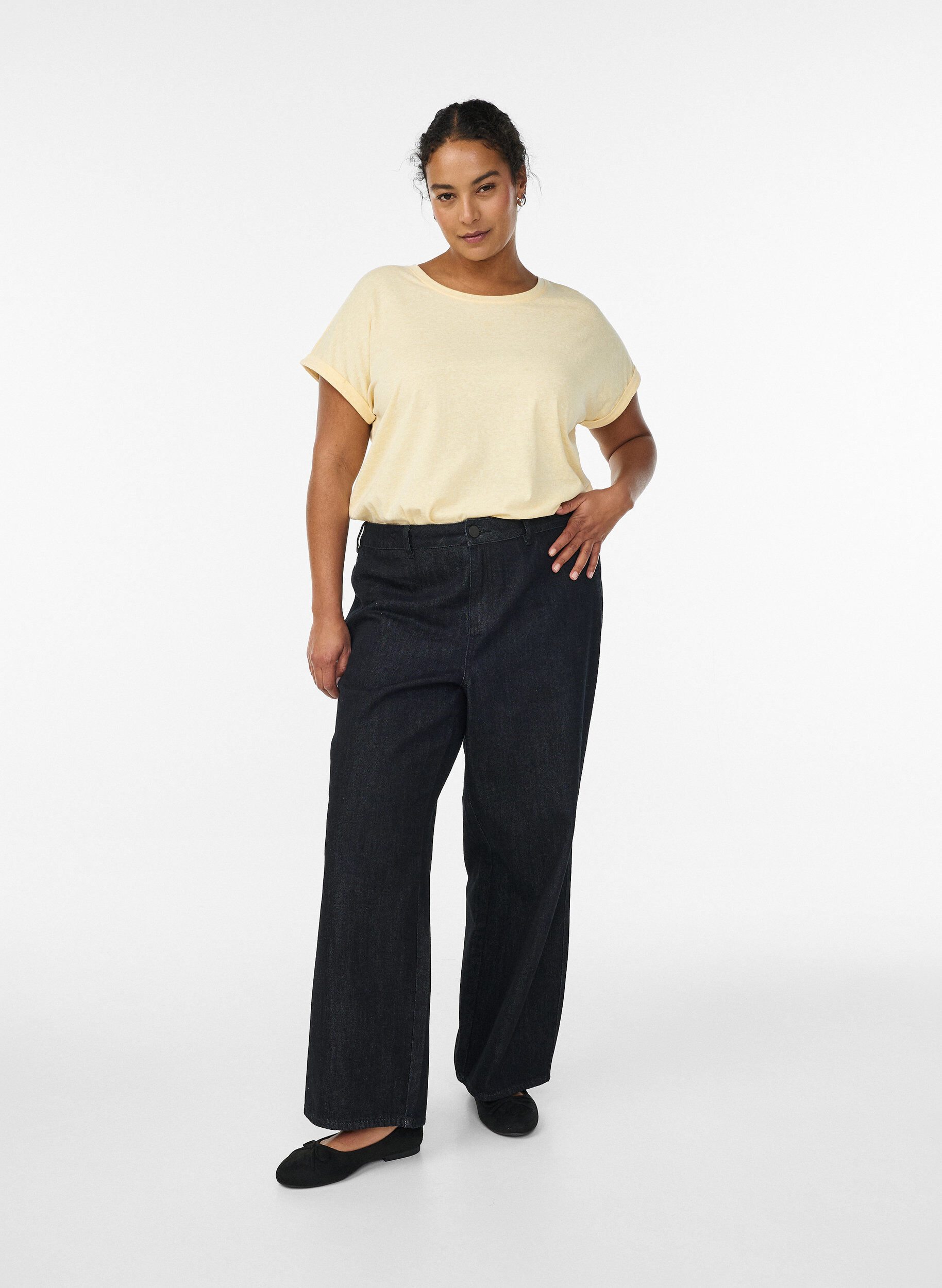 Zizzi Melanzowa koszulka z kr&oacute;tkim rekawem, Ż&oacute;łty, Model image number 1