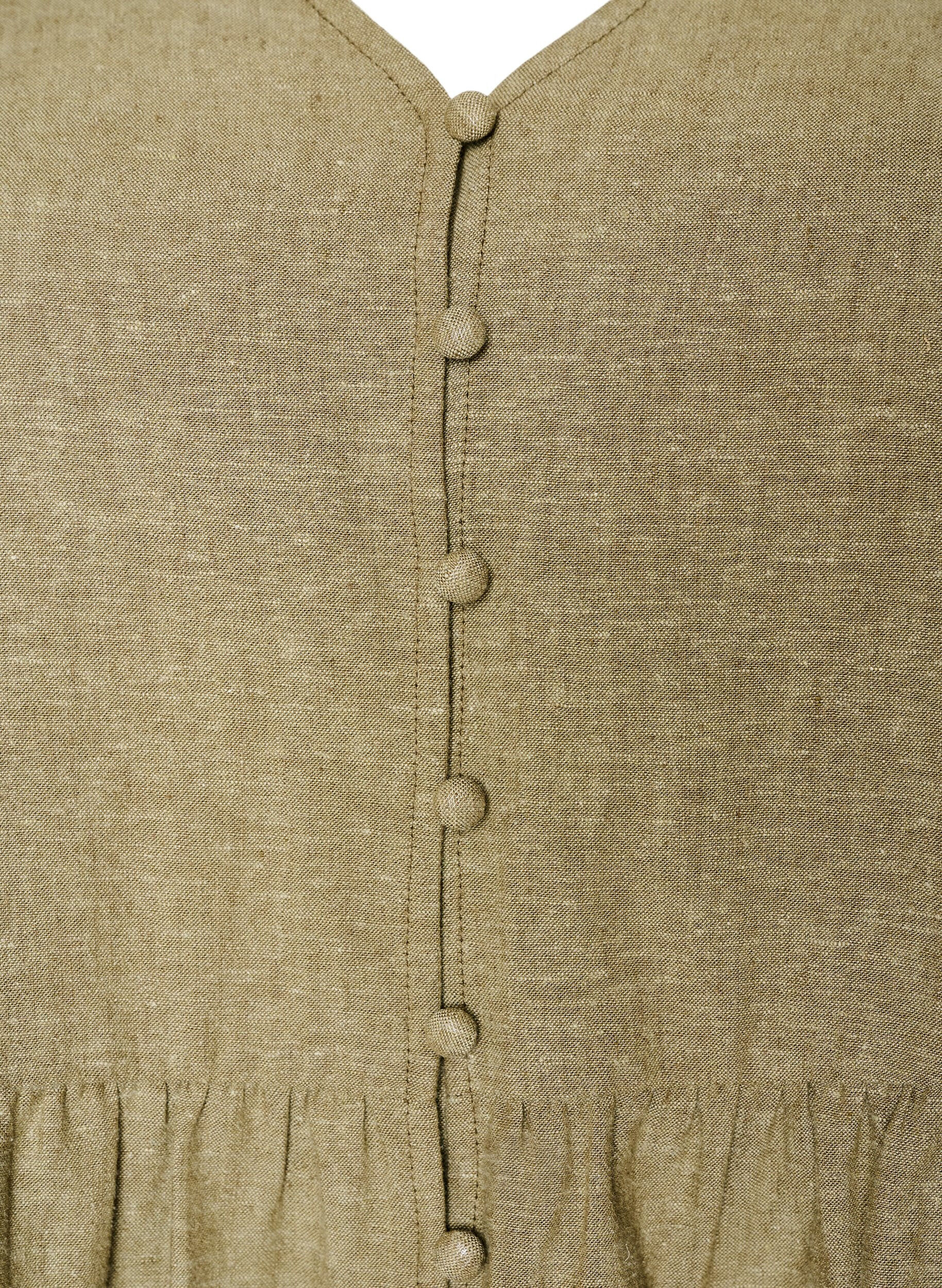 Zizzi Bluzka z lnu i wiskozy z dekoltem w ksztalcie litery V i zapinaniem na guziki, Zielony, Packshot image number 2