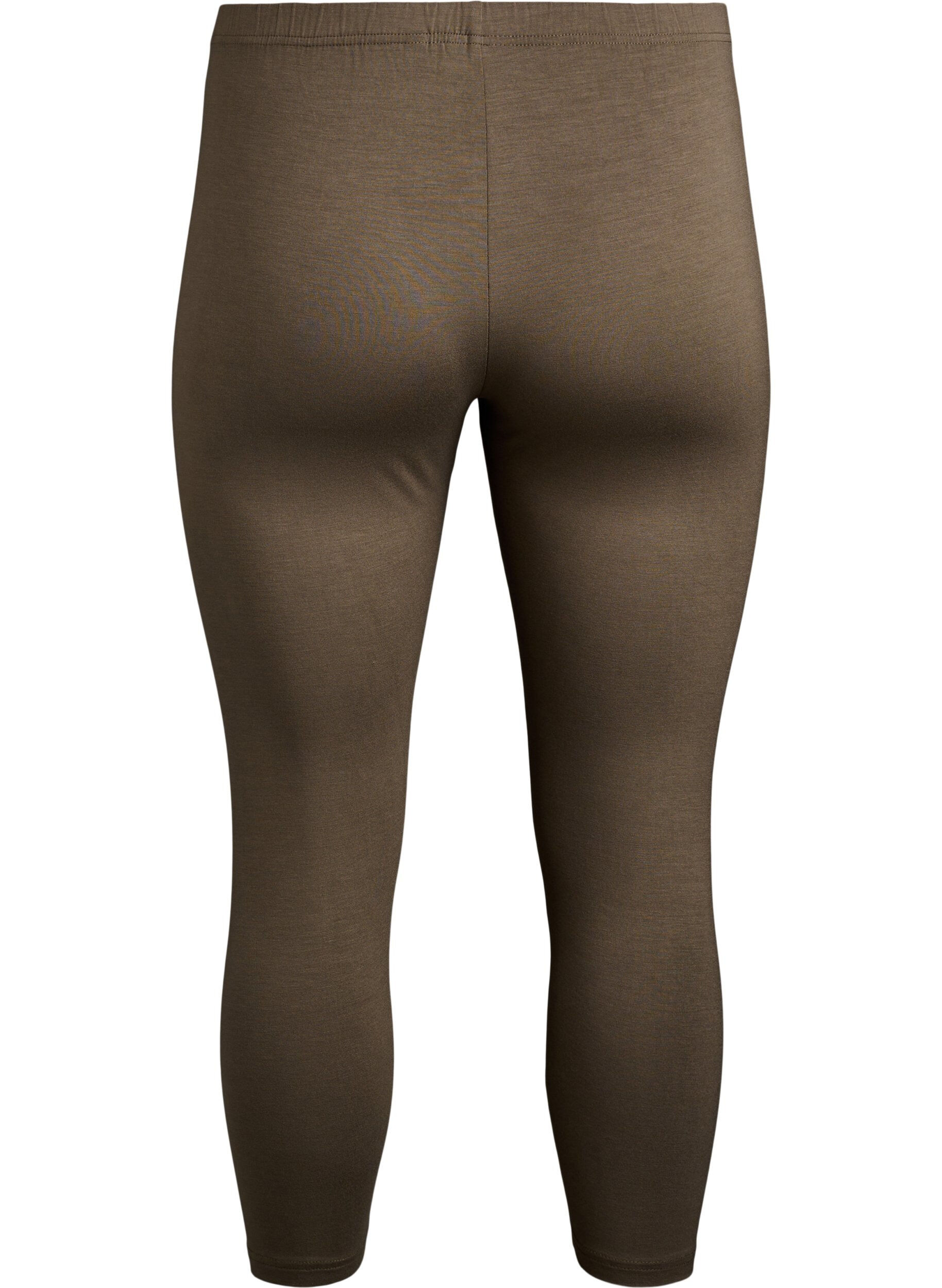 Zizzi Legginsy 3/4 typu basic z wiskozy, Zielony, Packshot image number 1