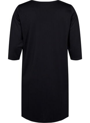 Gladka sukienka z dekoltem w szpic i rekawami 3/4, Black, Packshot image number 1