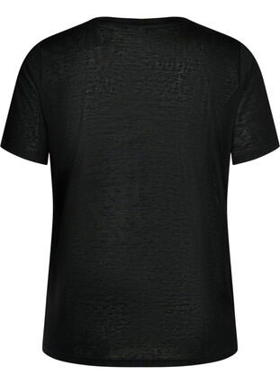 Koszulka z cwiekami i okraglym dekoltem, Black, Packshot image number 1