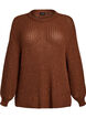 Dzianinowa bluzka z fredzlami z tylu, Brązowy, Packshot image number 0