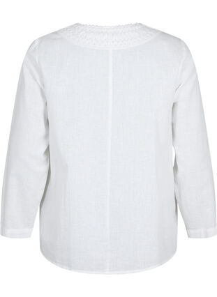 Bawelniana bluzka z szydelkowym detalem, White, Packshot image number 1