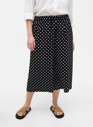 Spodnie culotte z nadrukiem, Black Dot, Model image number 2