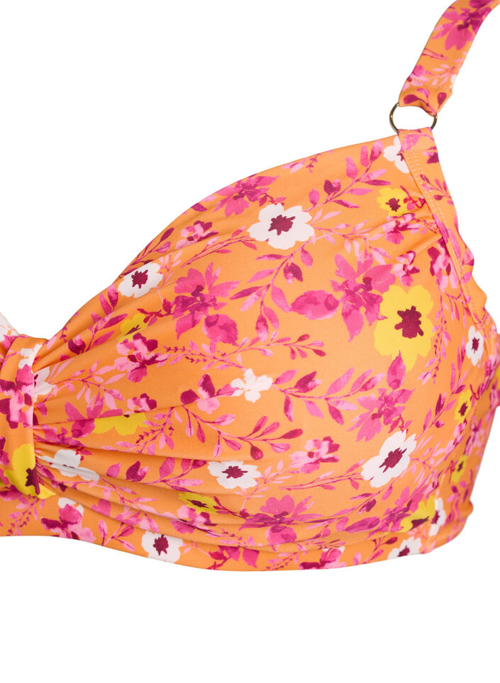 G&oacute;ra od bikini z fiszbinami i wzorem, Pomarańczowy, Packshot image number 2