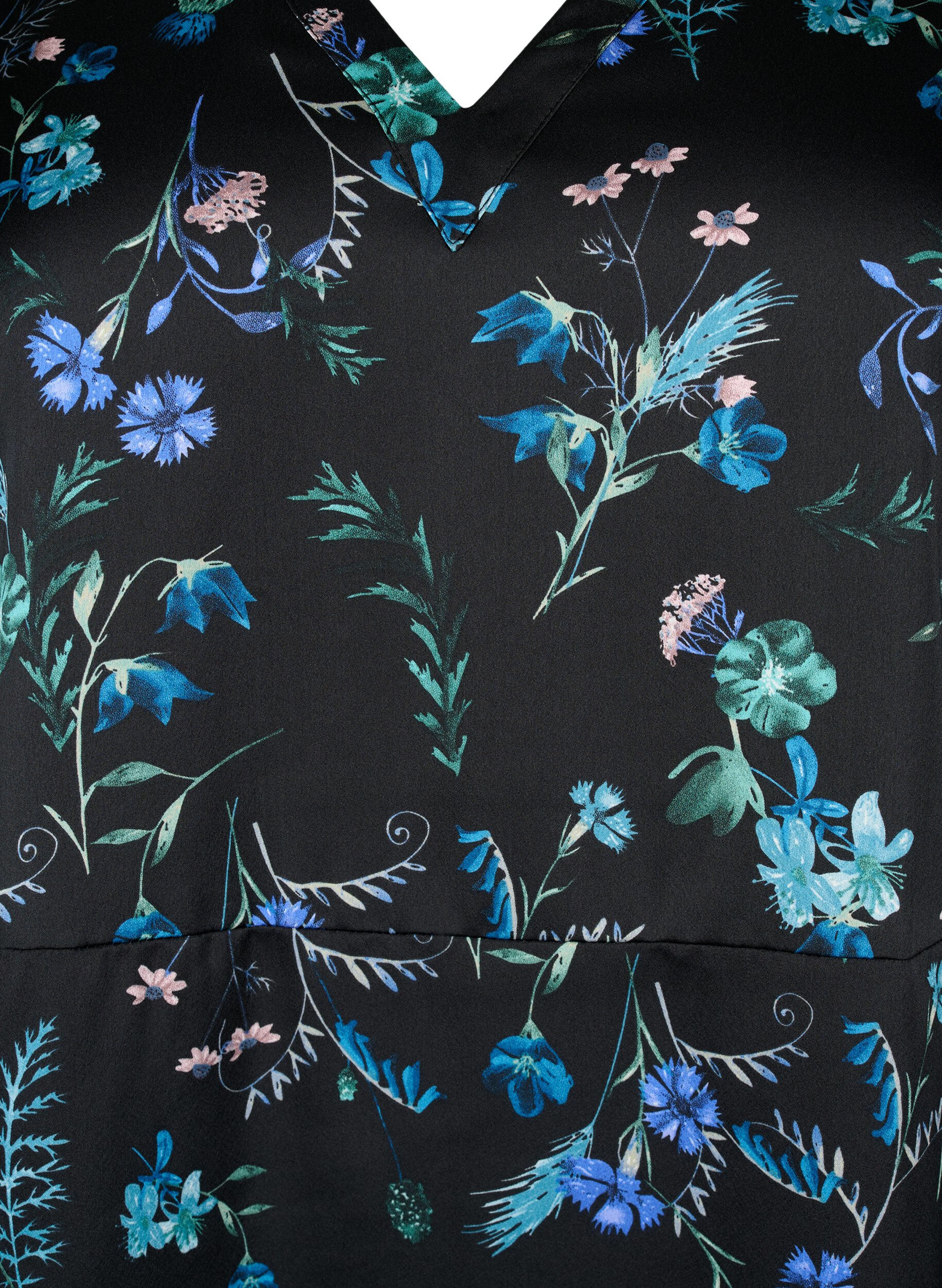 ZizziKwiecista sukienka midi z dlugimi rekawami, Blue Flower AOP, Packshot image number 2