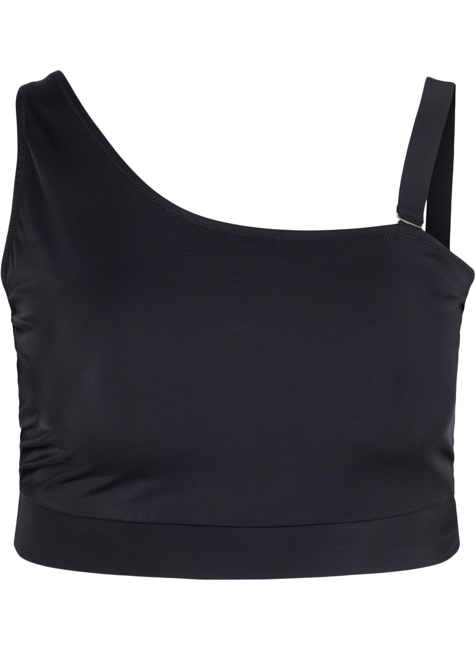 Zizzi One shoulder bikini top, Black, Packshot image number 0