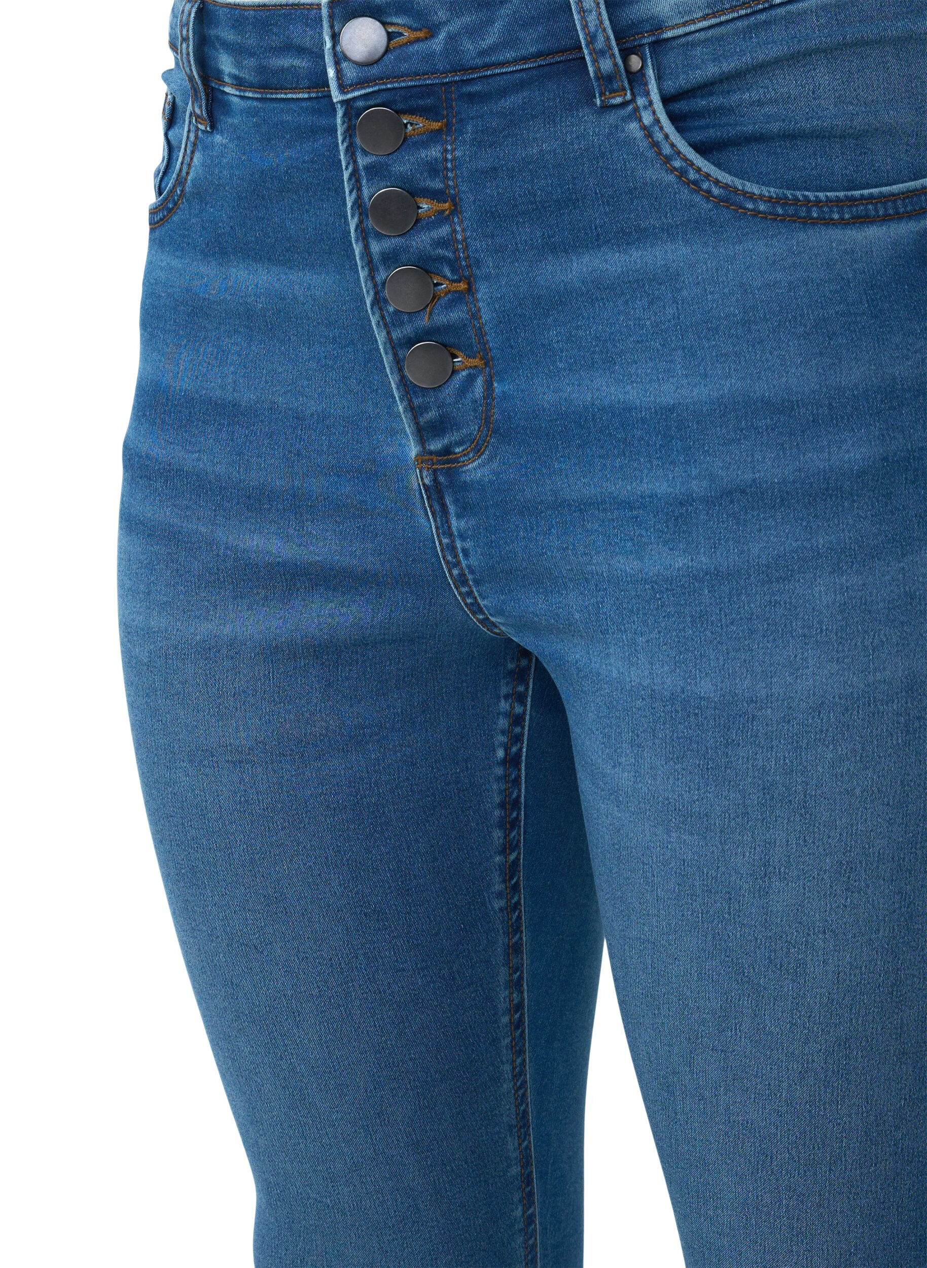 Zizzi  Jeansy Amy z wysokim stanem i zapieciem na guziki, Blue Denim, Packshot image number 2