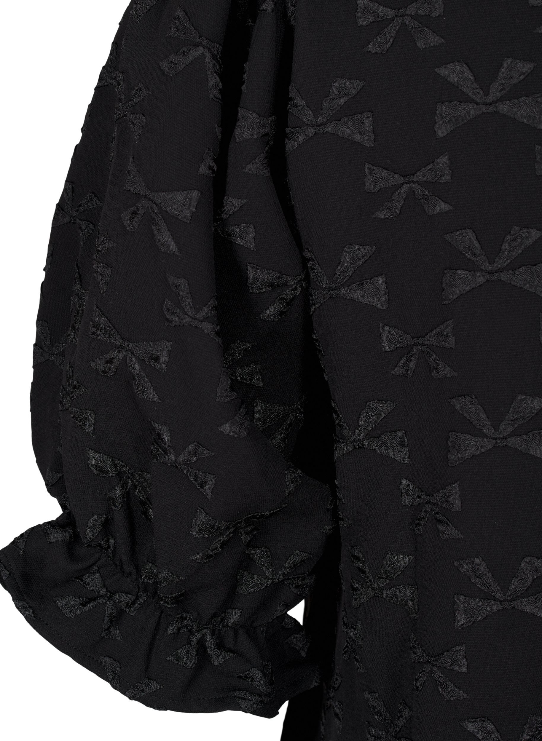 Zizzi Kr&oacute;tka zakardowa sukienka z kokardkami, Black W. Bow, Packshot image number 3