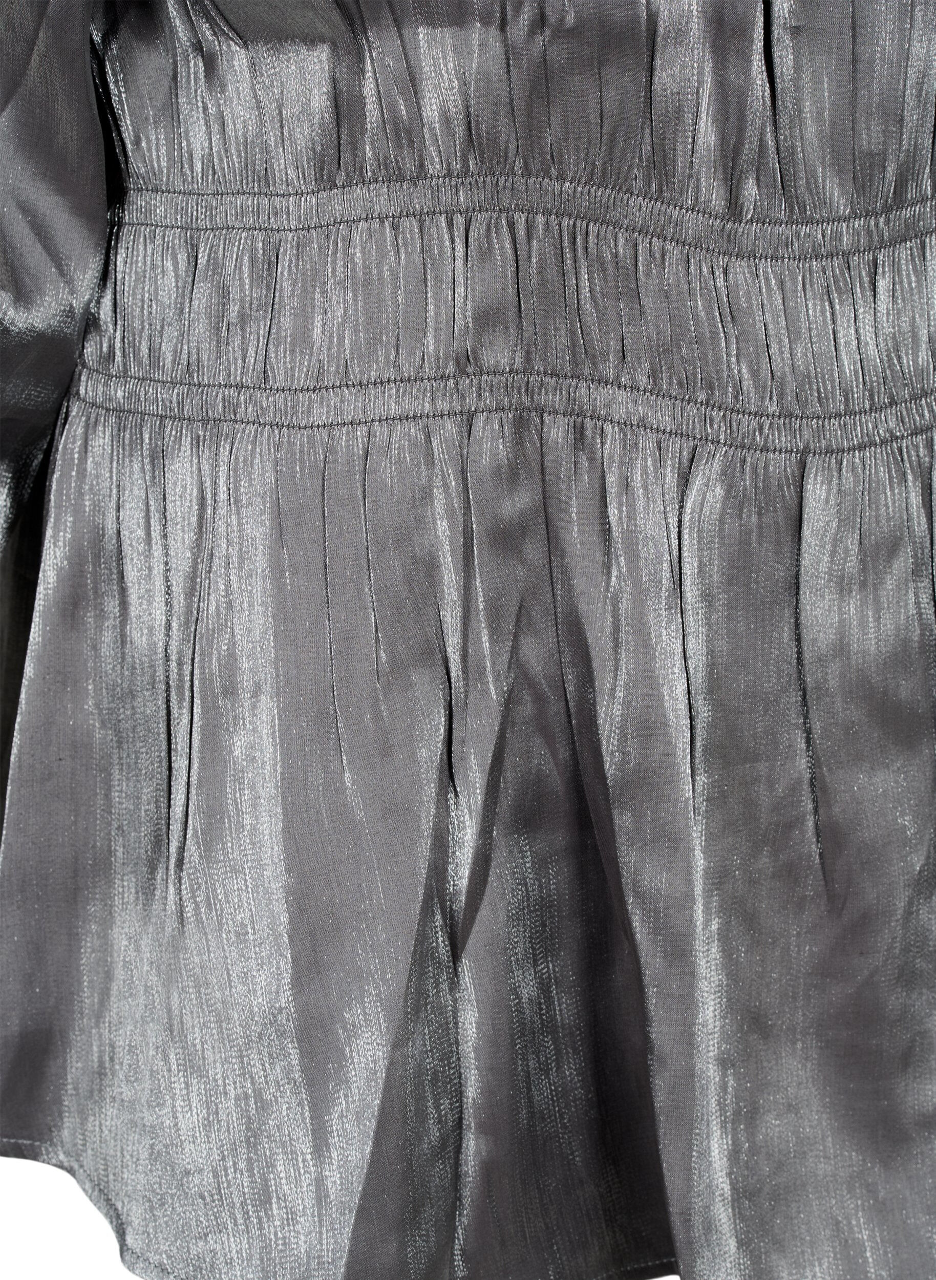 Zizzi Bluzka w kolorze srebrnym z rekawem 3/4 i marszczeniem, Dark Silver, Packshot image number 3